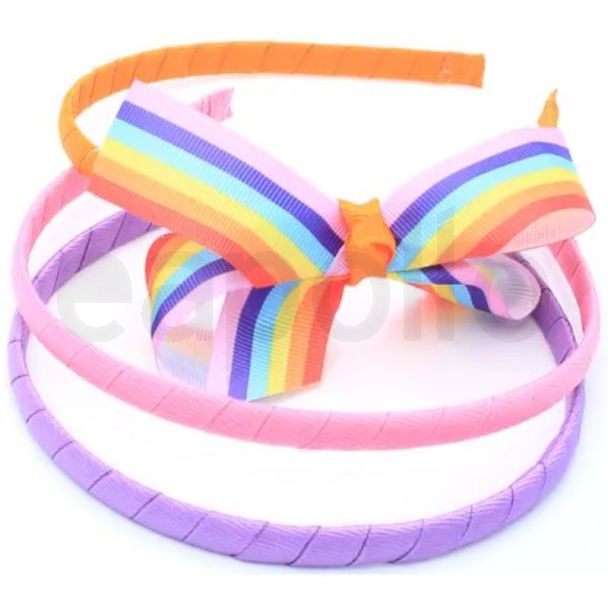 3pcs Ribbon Alicebands - Assorted - 1cm Wide