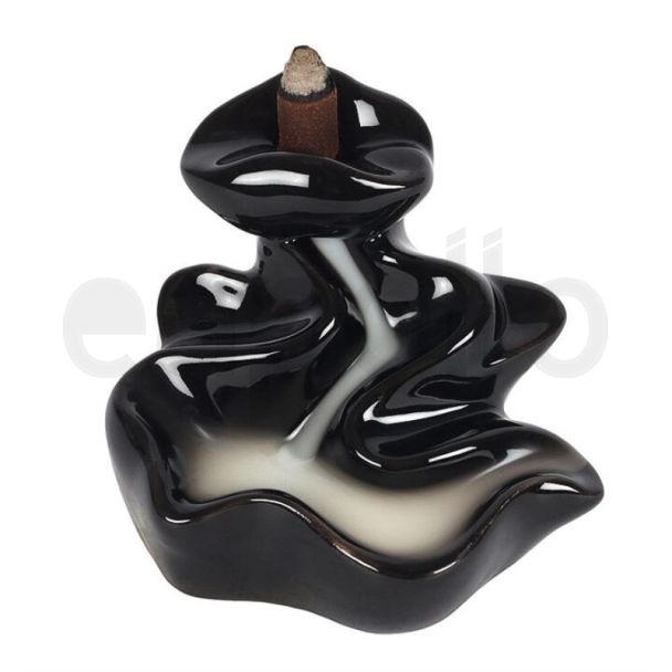 River Backflow Incense Burner - Black