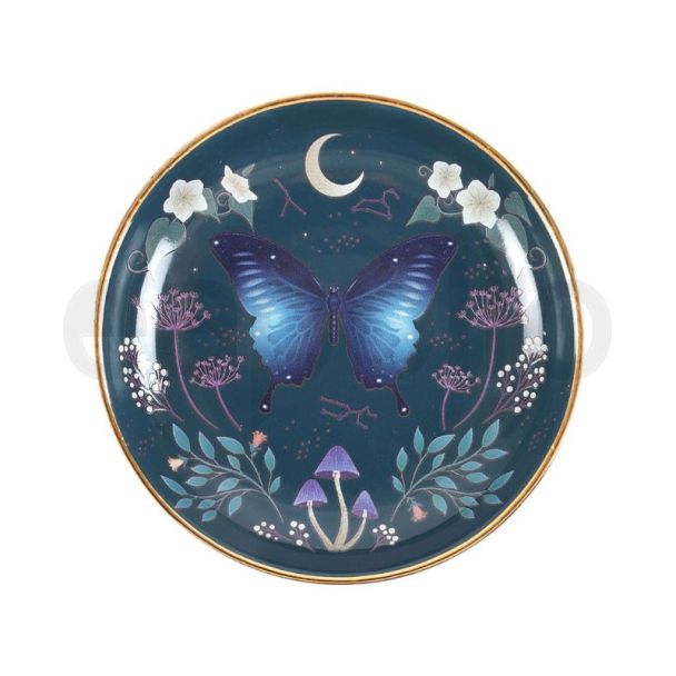 Round Midnight Moth Design Trinket Dish