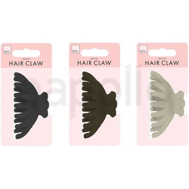 Rounded Matte Plastic Hair Clamp - Assorted - 9cm