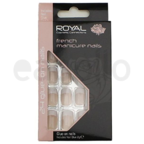 Wholesale Royal Cosmetics 24 Glue-On Nail Tips - French Manicure Nails