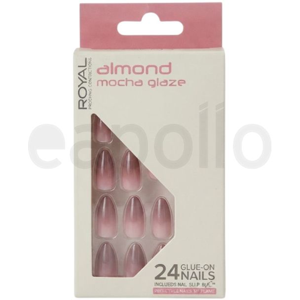 Royal Cosmetics 24 Glue-On Nails - Almond Mocha Glaze