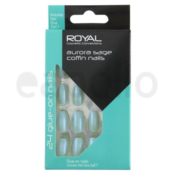 Royal Cosmetics 24 Glue-On Nails - Aurora Sage Coffin Nails 