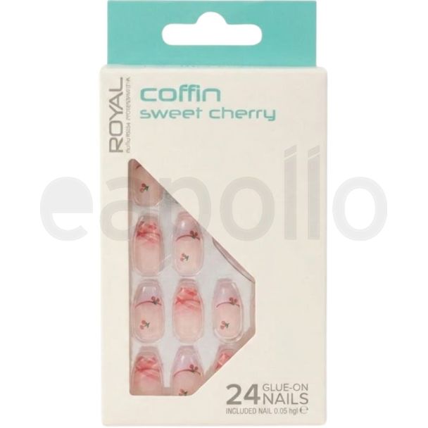 Royal Cosmetics 24 Glue-On Nails - Coffin Sweet Cherry