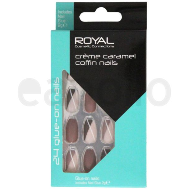Royal Cosmetics 24 Glue-On Nails - Creme Caramel Coffin Nails