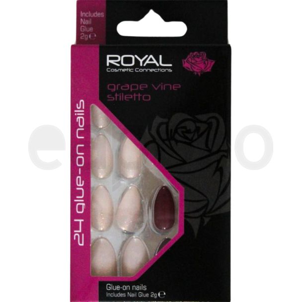 Royal Cosmetics 24 Glue-On Nails - Grape Vine Stiletto 