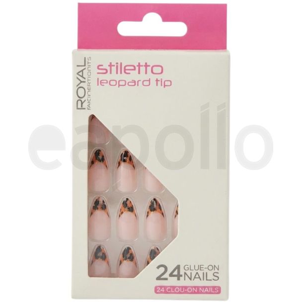 Royal Cosmetics 24 Glue-On Nails - Stiletto Leopard 