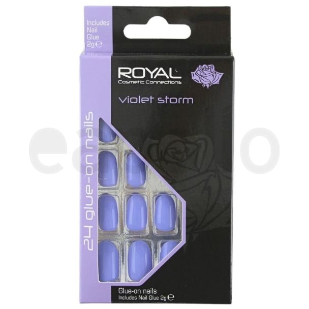 Royal Cosmetics 24 Glue-On Nails - Violet Storm 