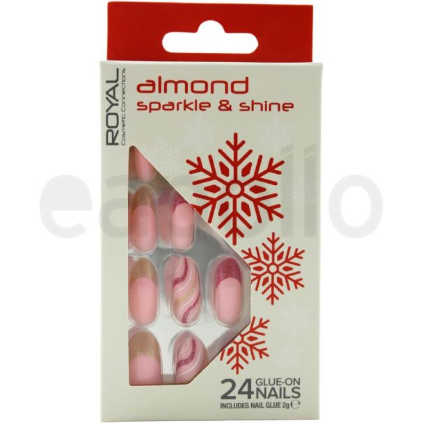 Royal Cosmetics 24 Glue-On Nails - Almond Sparkle & Shine