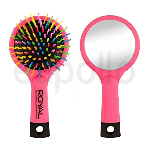 Royal Cosmetics Mini Detangle Hair Brush & Mirror - 16cm