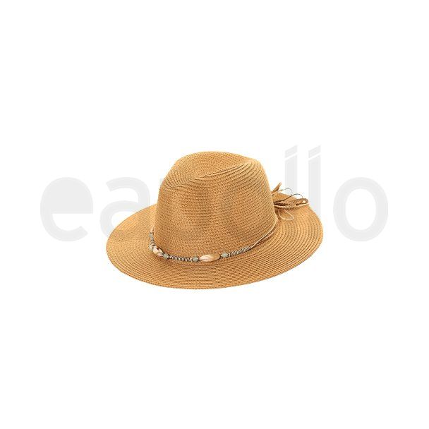 Unisex Straw Fedora hat With a Shell Band - Assorted Colour & Sizes 