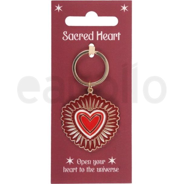 Sacred Heart Design Keyring with Gold-Tone Detail
