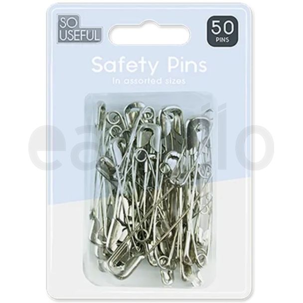 Safety Pins (50 Pieces) - Assorted Sizes