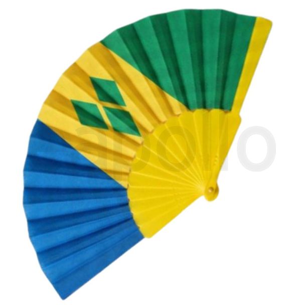 Saint Vincent and the Grenadines Flag Folding Hand Fan - 23cm