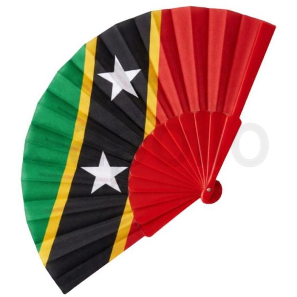 Saint Kitts and Nevis Flag Folding Hand Fan - 23cm