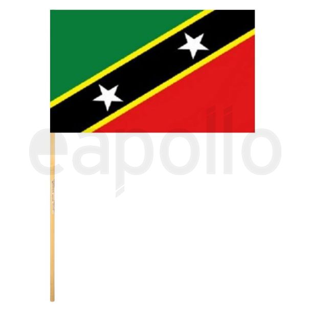 Saint Kitts and Nevis Hand Flag With Wooden Stick