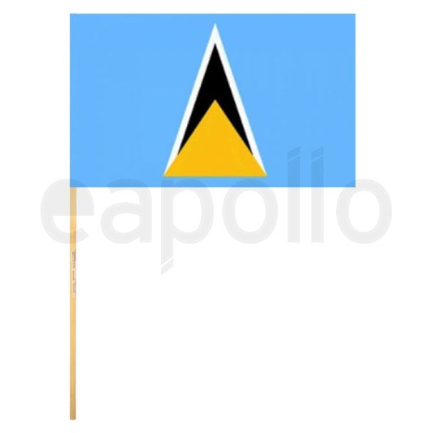 Saint Lucia Hand Flag With Wooden Stick 