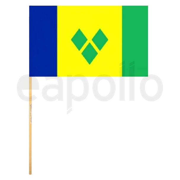 Saint Vincent and the Grenadines Hand Flag With Wooden Stick