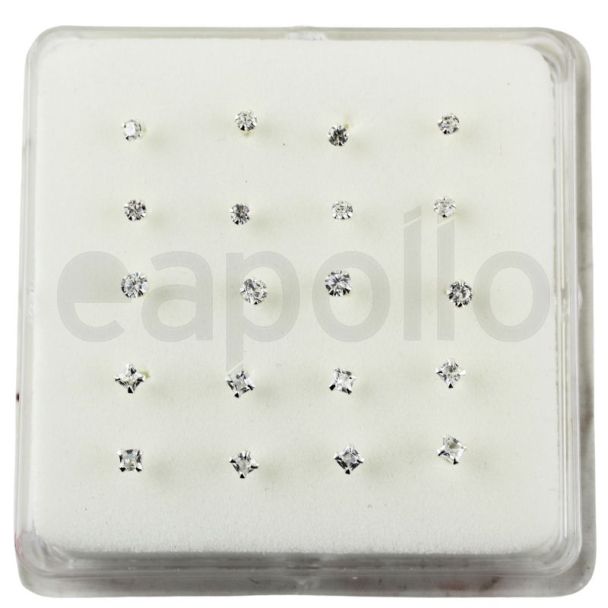 Sterling Silver Clawset Gem Nose Pins (2mm, 2.5mm) - Assorted Designs