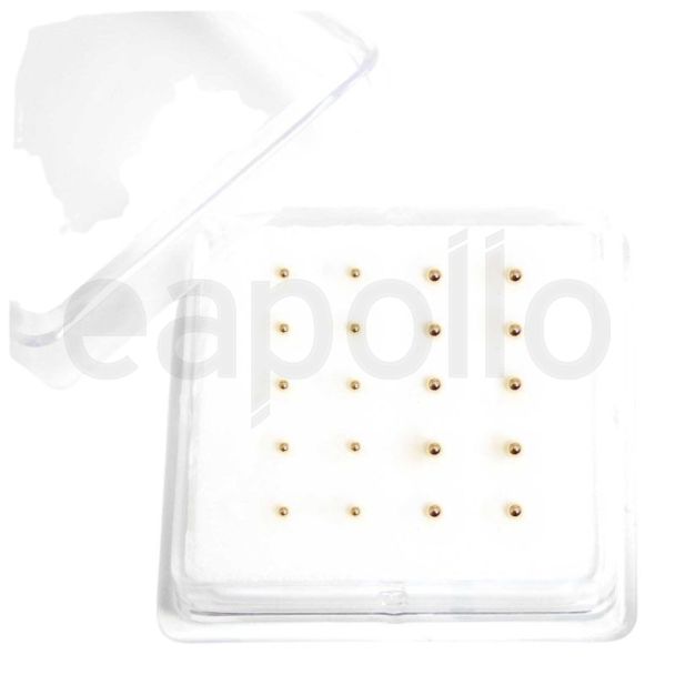 Sterling Silver Ball Design Nose Pins - Gold (Assorted Sizes)
