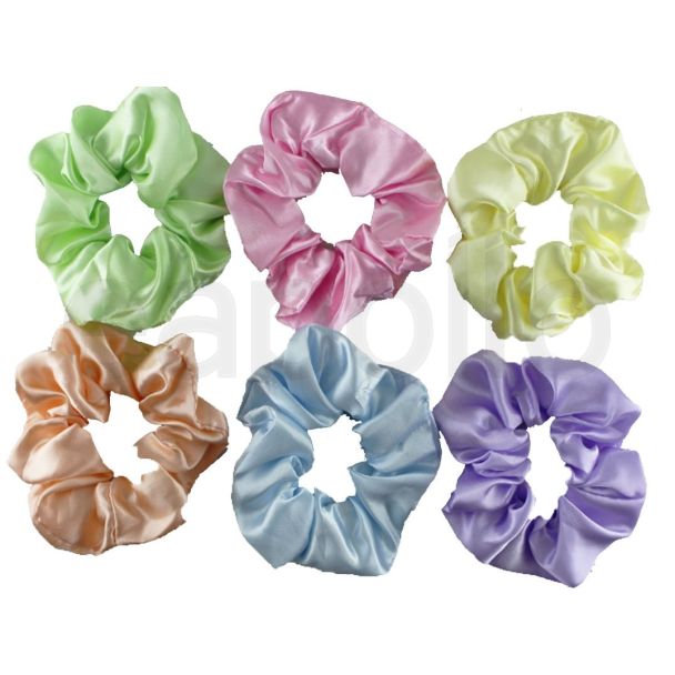 Wholesale Satin Scrunchies In Pastel Colours - Assorted 