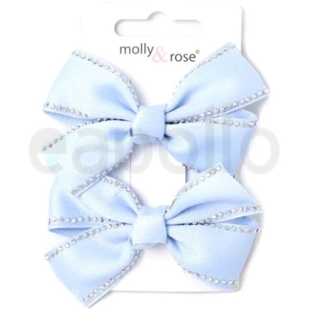 Satin Fabric Pastel Bow With Diamante Stud - Assorted Colours (4.5cm)
