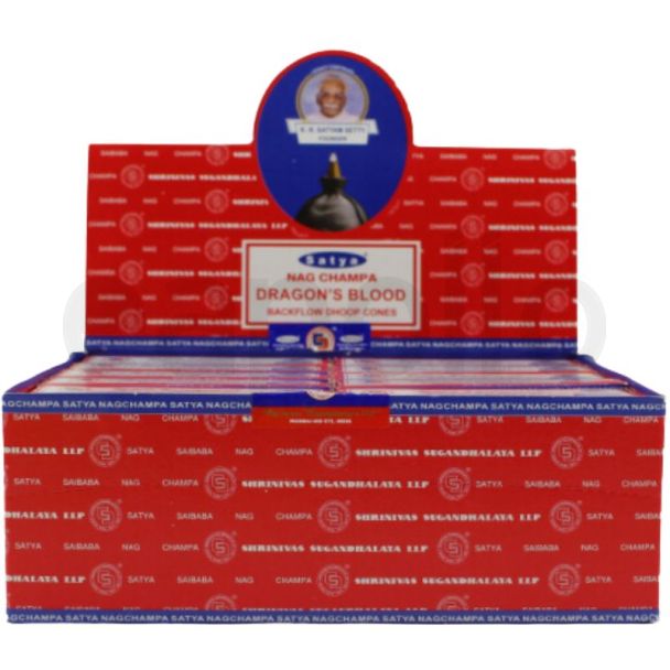 Satya Nag Champa Backflow Dhoop Cones - Dragon's Blood 