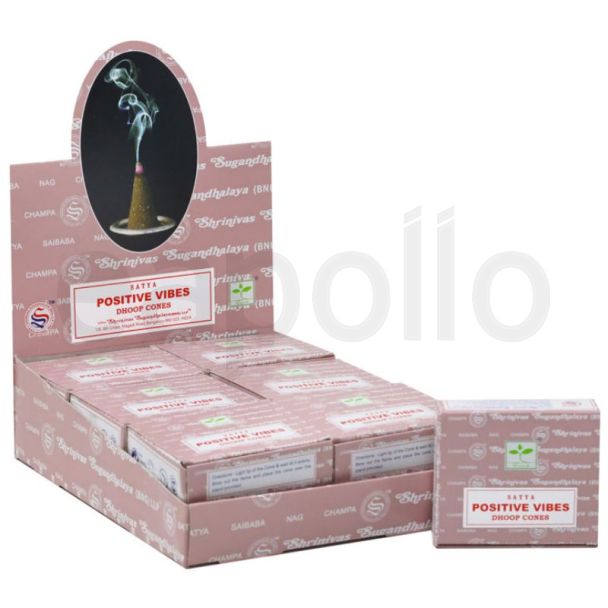 Satya POSITIVE VIBES Dhoop Cones With Stand (12 x 30g)