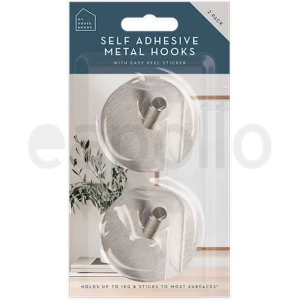 Self-Adhesive Stainless Steel Wall Hooks – Pack of 2