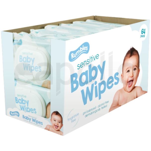 Sensitive Fragrance Free Baby Wipes - Pack of 64