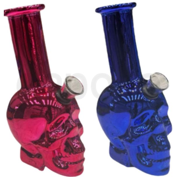 Shiny Skull Glass Waterpipe (5.5 inch) - Assorted