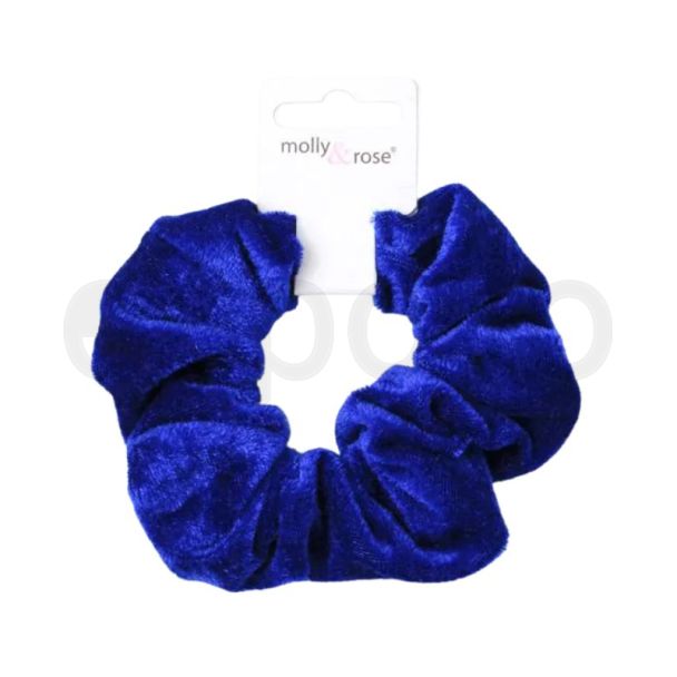 Royal Blue Large Shiny Velvet Hair Scrunchie - 12cm