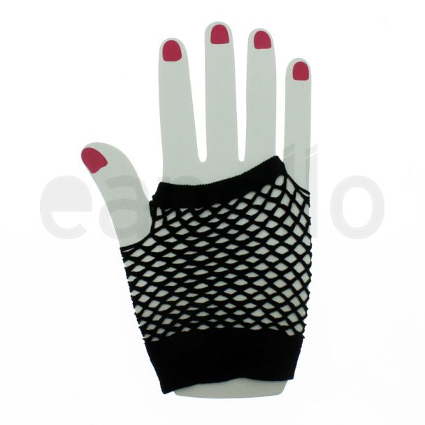 Short Ladies Fishnet Gloves - Black
