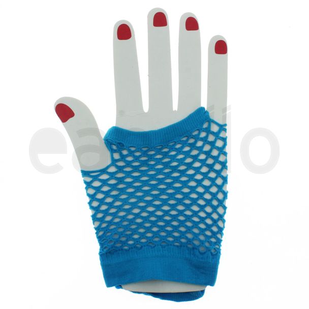 Short Ladies Fishnet Gloves - Turquoise