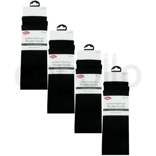 Silky Ladies Black Trouser Socks (3 Pack) - Asst. Patterned