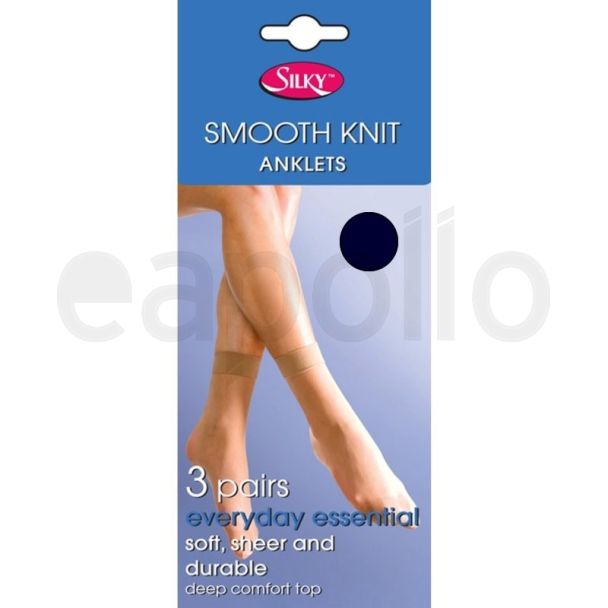 Silky's Smooth Knit Anklets - Navy (One Size) 