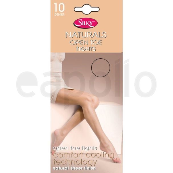 Silky's 10 Denier Naturals Open Toe Tights - L 