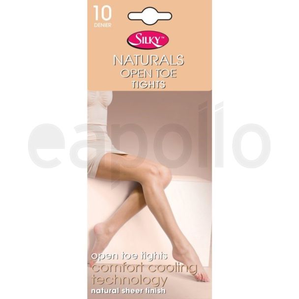Silky's 10 Denier Naturals Open Toe Tights - Medium