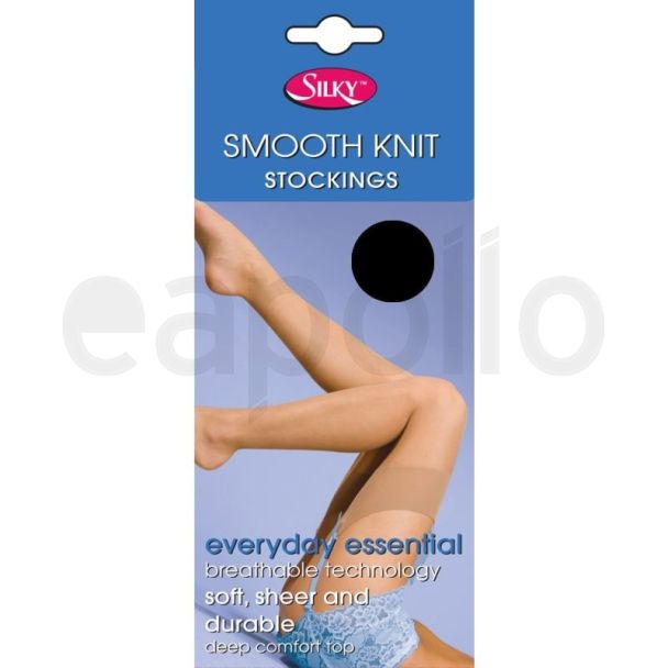 Silky's 15 Denier Smooth Knit Stockings - One Size (Black)