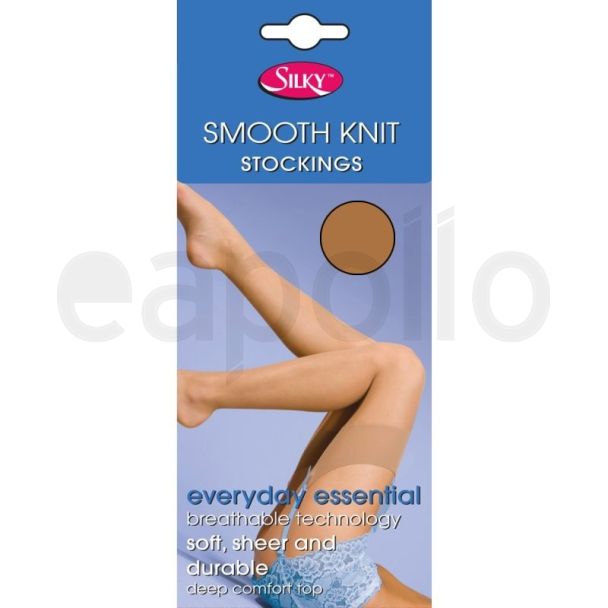 Silky's 15 Denier Smooth Knit Stockings - One Size (Natural Tan)