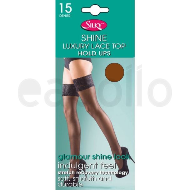 Silky's 15 Denier Super Shine Lace Top Hold Ups - Medium (Melon)