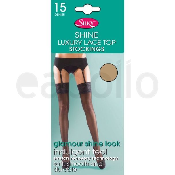 Silky's 15 Denier Super Shine Lace Top Stockings - One Size (Nude)