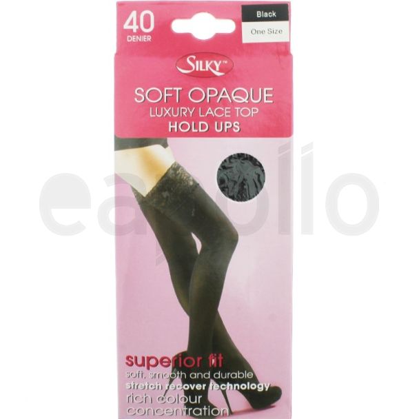 Silky's 40 Denier Lace Top Hold Ups - Black (One Size)