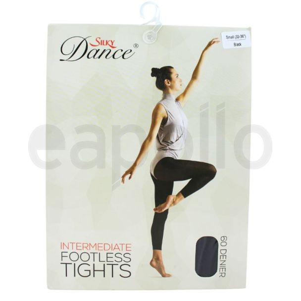 Silky's Adults 60 Denier Intermediate Footless Tights - Black (Small)