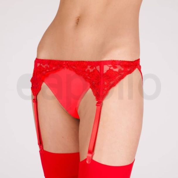 Silky's Narrow Lace Suspender Belts - Red 