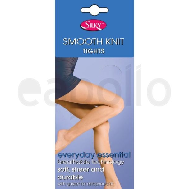 Silky's Smooth Knit Tights With Panel Gusset - L