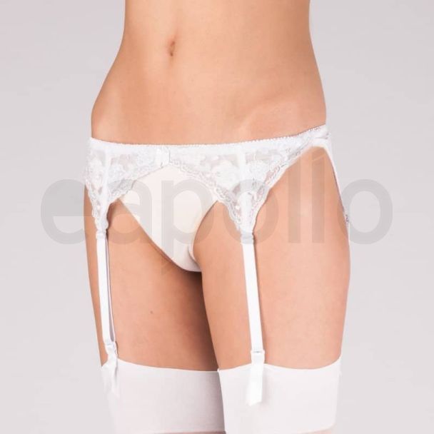 Silky's Narrow Lace Suspender Belts - White