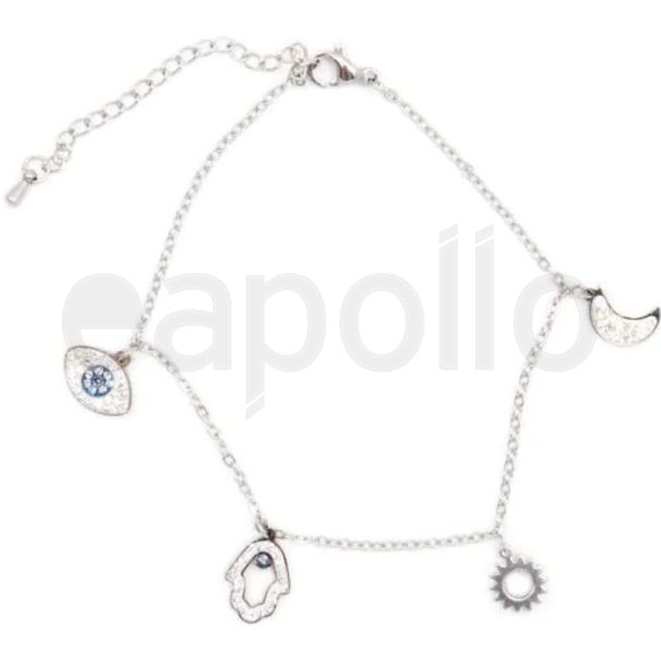 Silver Anklet with Assorted Diamante Charms