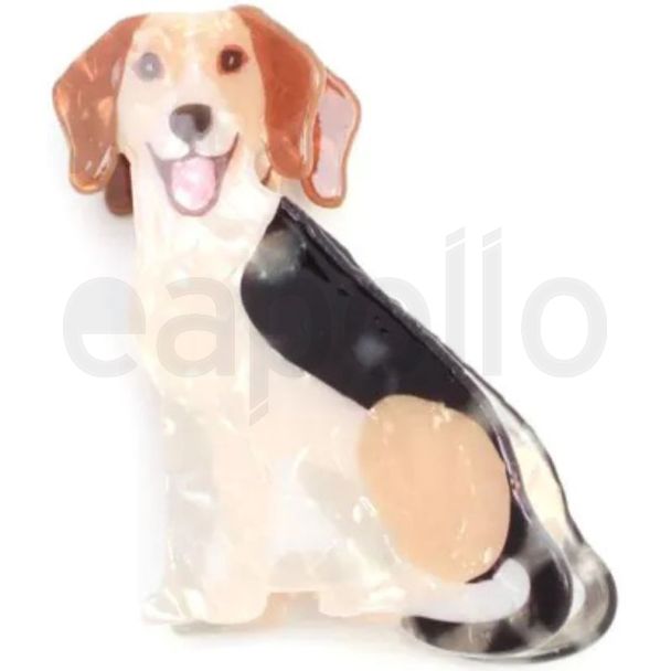 Acrylic Brown Pearlescent Dog Shaped Hair Clamps - 8cm