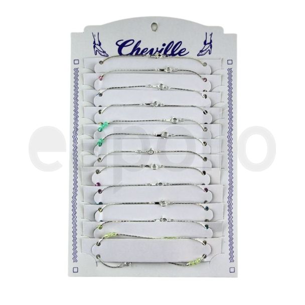 Wholesale Silver Anklet with Assorted Coloured Beads